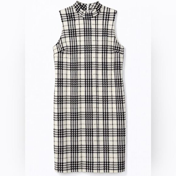 Corpcore Plaid Mock-Neck Sheath Dress 18/20W | Dark Academia Mod 1960s Style - Picture 3 of 6